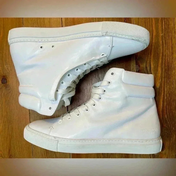Zadig & Voltaire | Frank High Tops | White Leather | Men’s 42 (US 11) - Picture 2 of 6